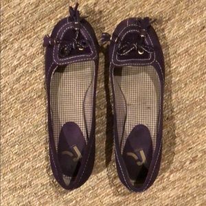 Purple suede flats
